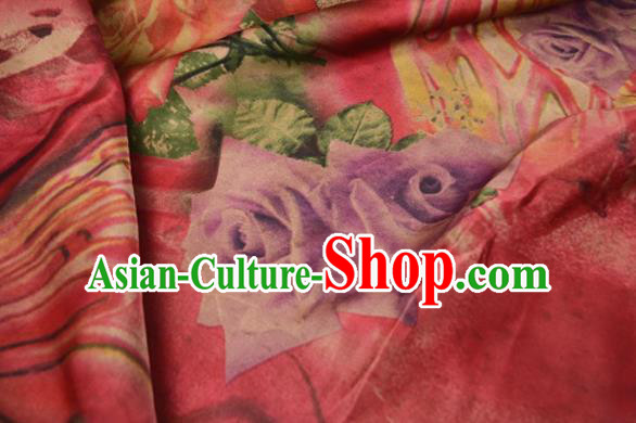 Asian Chinese Traditional Pattern Silk Design Brocade Fabric Chinese Red Gambiered Guangdong Gauze Material