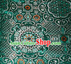 Asian Chinese Tang Suit Material Traditional Pattern Design Deep Green Brocade Silk Fabric
