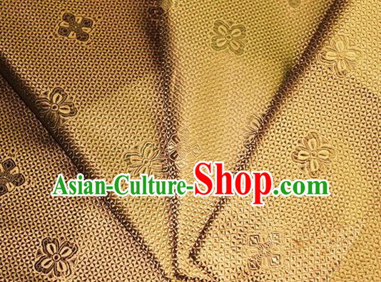 Asian Chinese Tang Suit Material Traditional Pattern Design Golden Satin Brocade Silk Fabric