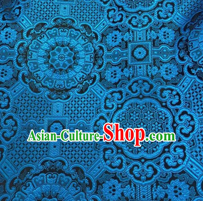 Asian Chinese Tang Suit Material Traditional Pattern Design Navy Brocade Silk Fabric