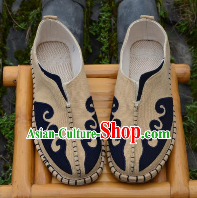 Chinese Traditional Shoes Ancient Swordsman Shoes Beige Linen Shoes for Men