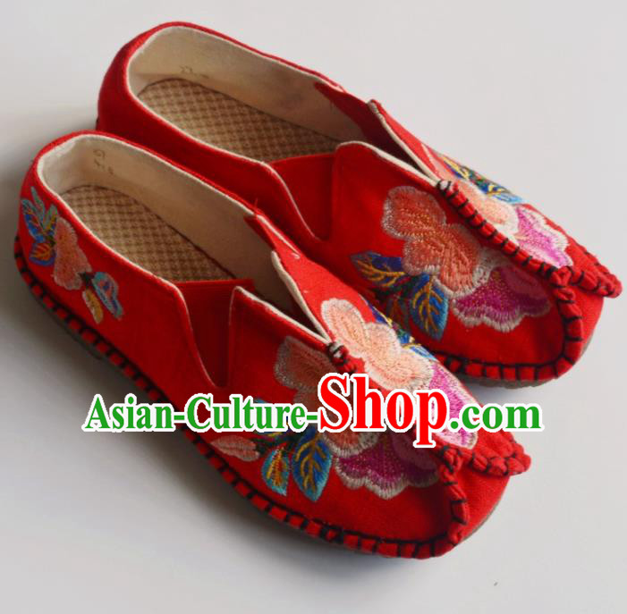 Chinese Traditional Red Embroidered Shoes Hanfu Shoes Ancient Princess Shoes for Women