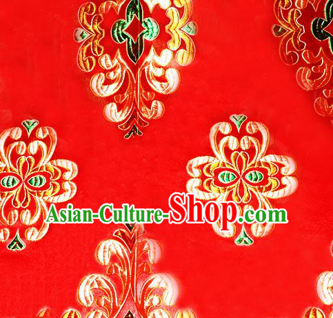Asian Chinese Tang Suit Red Brocade Material Traditional Palace Pattern Design Satin Silk Fabric