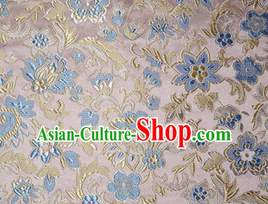 Asian Chinese Tang Suit Silk Fabric Pink Brocade Traditional Flowers Pattern Design Satin Material