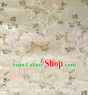 Asian Chinese Tang Suit Brocade Beige Silk Fabric Traditional Royal Pattern Design Satin Material