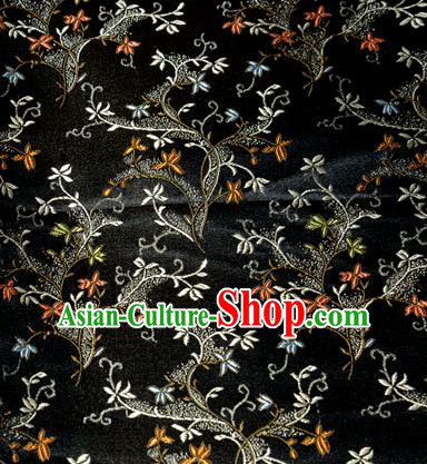 Asian Chinese Tang Suit Brocade Black Silk Fabric Traditional Royal Pattern Design Satin Material