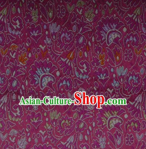 Asian Traditional Cockscomb Pattern Design Rosy Satin Material Chinese Tang Suit Brocade Silk Fabric