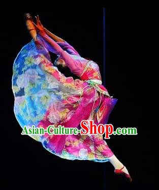 Chinese Traditional Classical Dance Costumes Group Dance Stage Performance Pink Dress for Women