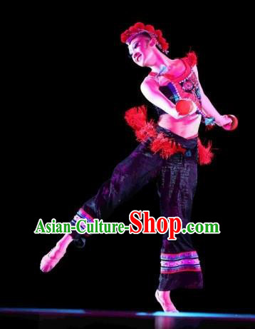 Chinese Traditional Folk Dance Costumes Group Dance Stage Performance Clothing for Women