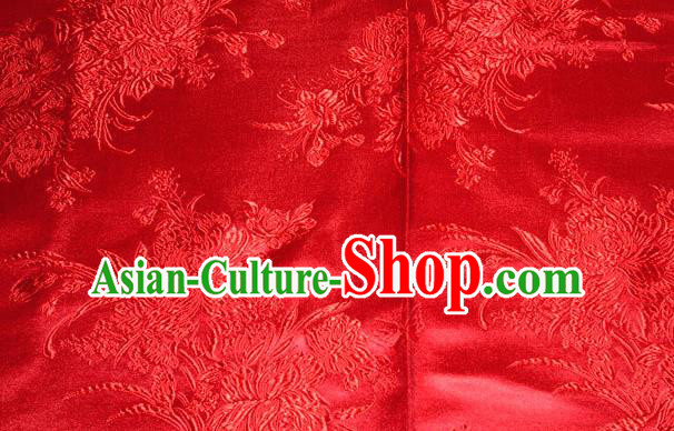 Asian Traditional Royal Pattern Design Red Satin Material Chinese Tang Suit Brocade Silk Fabric
