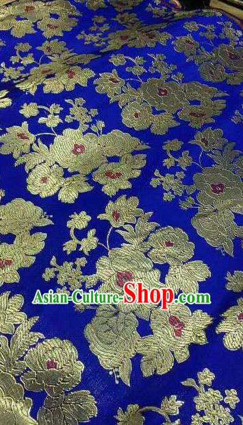 Asian Traditional Royal Pattern Design Royalblue Satin Material Chinese Tang Suit Brocade Silk Fabric