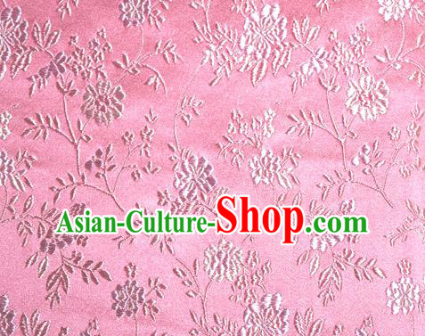 Asian Traditional Royal Flowers Pattern Design Pink Satin Material Chinese Tang Suit Brocade Silk Fabric