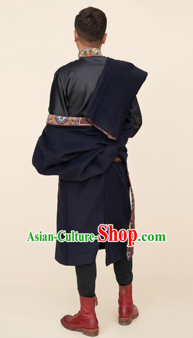 Traditional Chinese Zang Nationality Dance Costumes Tibetan Folk Dance Ethnic Clothing for Men