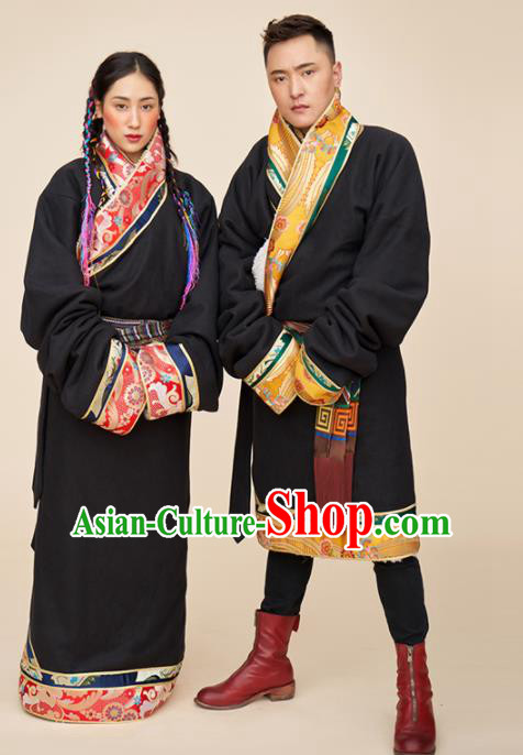 Traditional Chinese Zang Nationality Dance Costumes Tibetan Folk Dance Ethnic Clothing for Men for Women