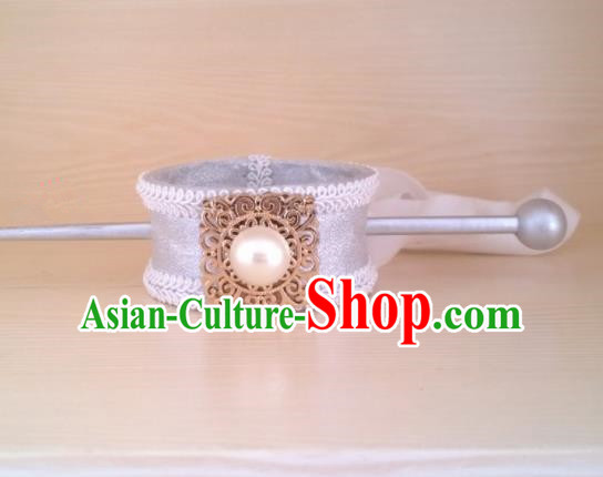 Chinese Ancient Prince Hair Accessories Han Dynasty Swordsman White Hairpins Headwear for Men