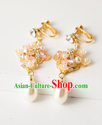Handmade Wedding Ear Accessories Top Grade Bride Hanfu Pearls Tassel Earrings for Women