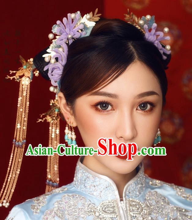 Chinese Ancient Bride Hair Combs Wedding Hair Accessories Palace Hairpins Headwear for Women