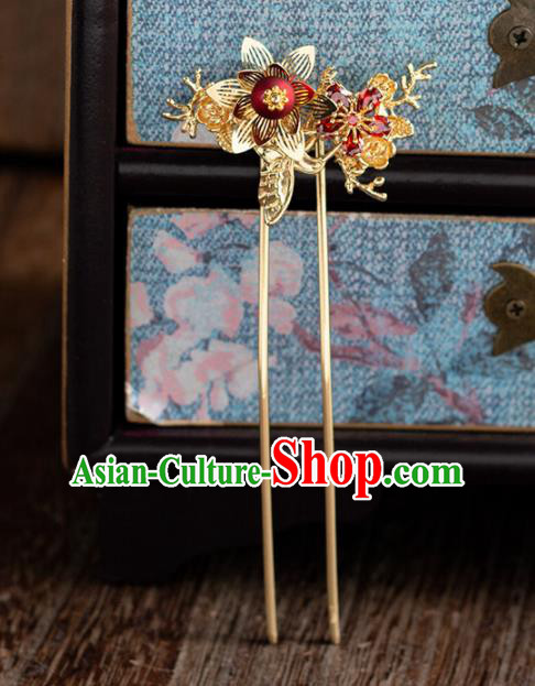 Chinese Ancient Bride Wedding Hair Accessories Golden Hanfu Hairpins Headwear for Women