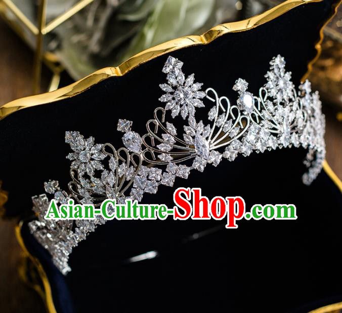 Top Grade Handmade Wedding Bride Hair Accessories Princess Zircon Royal Crown Headwear for Women