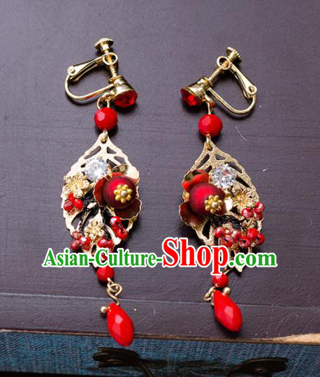 Handmade Wedding Red Ear Accessories Top Grade Bride Hanfu Tassel Earrings for Women