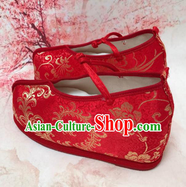 Traditional Chinese Shoes Wedding Shoes Ancient Princess Shoes Blood Stained Shoes Red Embroidered Shoes for Women