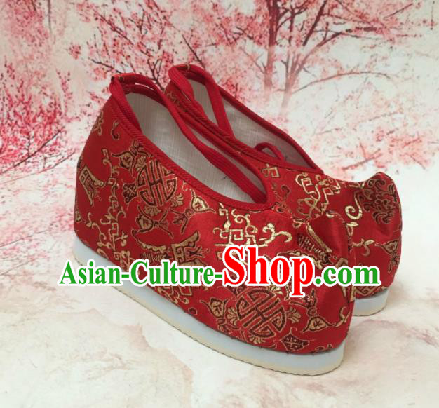 Traditional Chinese Shoes Red Wedding Shoes Ancient Princess Shoes Blood Stained Shoes for Women