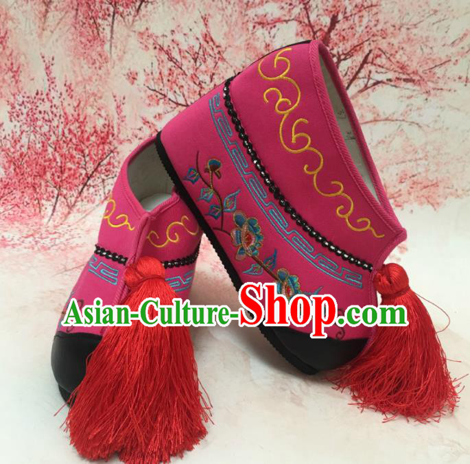 Traditional Chinese Shoes Ancient Princess Rosy Shoes Beijing Opera Boots for Women