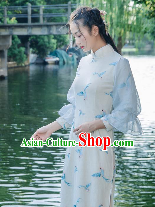 Chinese Traditional Costumes National Qipao Dress Wool Cheongsam for Women