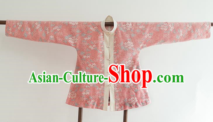 Chinese Ancient Ming Dynasty Historical Costumes Traditional Watermelon Red Blouse for Women