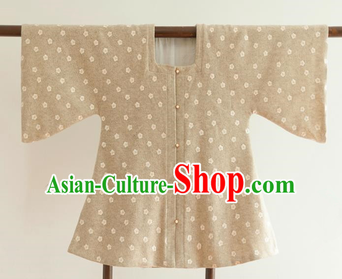 Chinese Ancient Ming Dynasty Historical Costumes Traditional Half Sleeves Beige Waistcoat for Women
