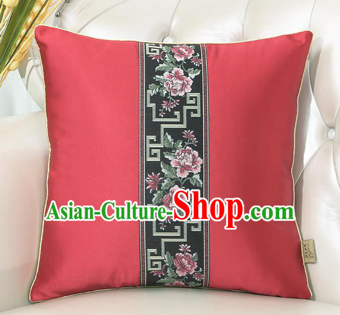 Chinese Classical Household Ornament Red Brocade Back Cushion Traditional Handmade Throw Pillow
