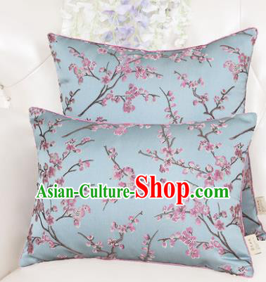Chinese Classical Household Ornament Blue Brocade Back Cushion Traditional Handmade Waist Pillow