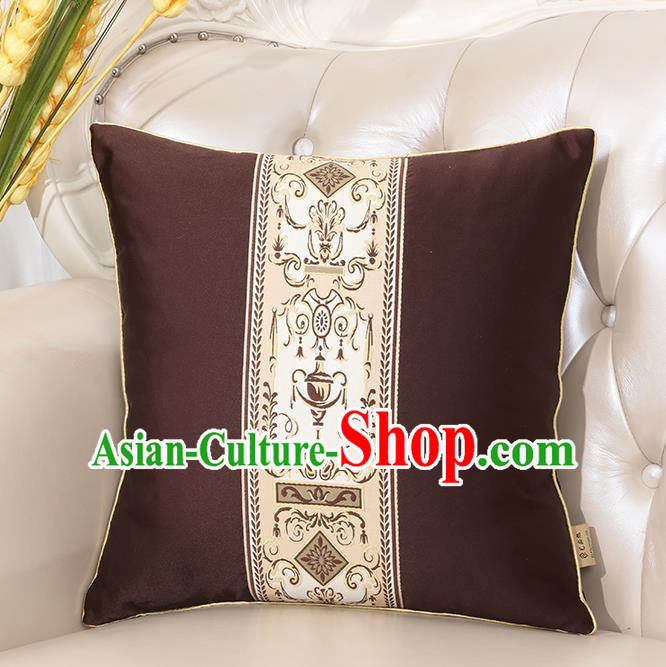 Chinese Classical Household Ornament Brown Brocade Back Cushion Traditional Handmade Throw Pillow