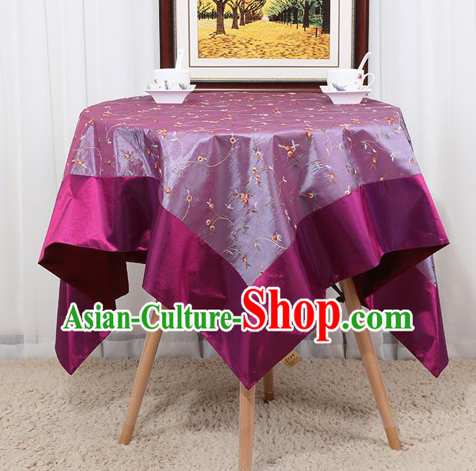 Chinese Classical Household Purple Brocade Table Cover Traditional Handmade Table Cloth Antependium