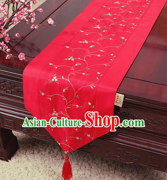 Chinese Traditional Handmade Table Cover Cloth Classical Household Ornament Red Brocade Table Flag