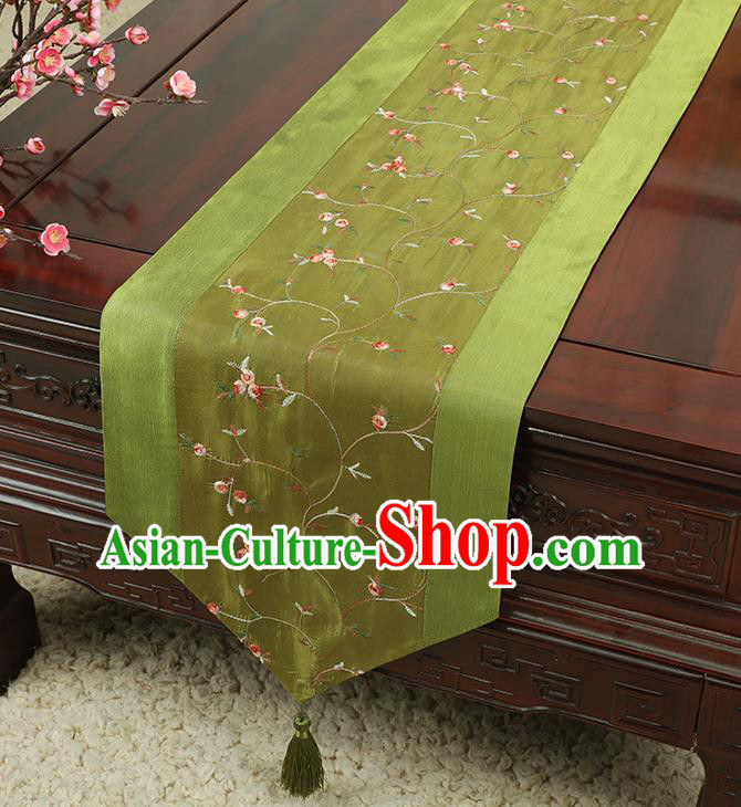 Chinese Traditional Handmade Table Cover Cloth Classical Household Ornament Green Brocade Table Flag