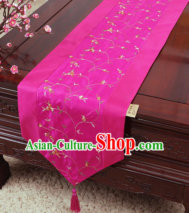 Chinese Traditional Handmade Table Cover Cloth Classical Household Ornament Rosy Brocade Table Flag