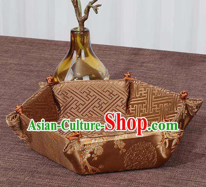 Chinese Traditional Household Accessories Classical Plum Blossom Pattern Bronze Brocade Storage Box Candy Tray