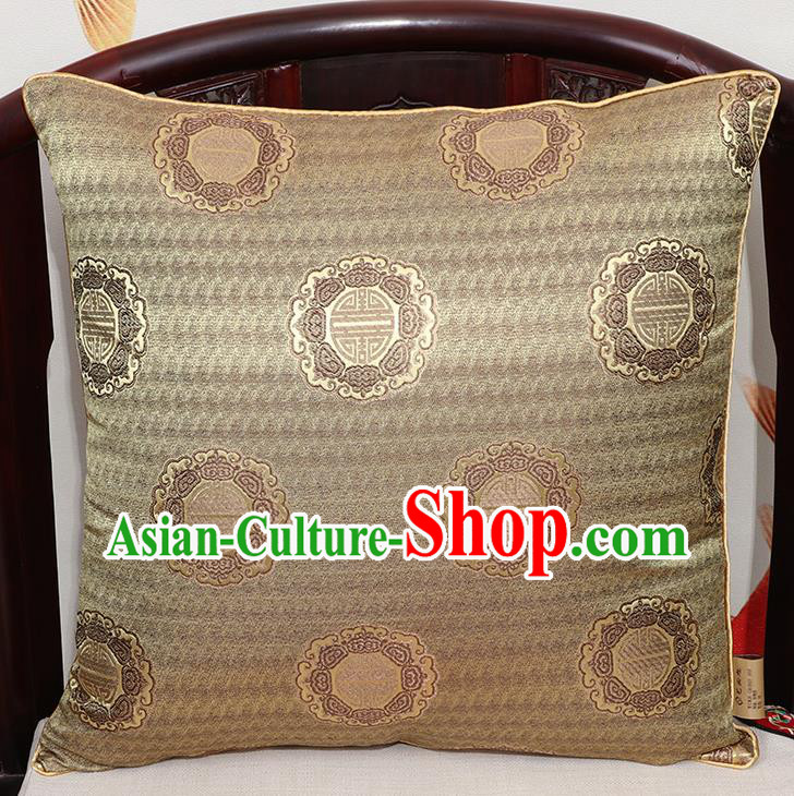 Chinese Classical Household Ornament Traditional Bronze Brocade Back Cushion Cover