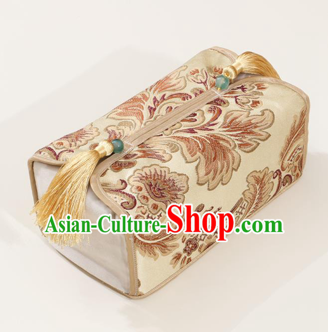 Chinese Traditional Household Accessories Classical Pattern Golden Brocade Paper Box Storage Box Cover