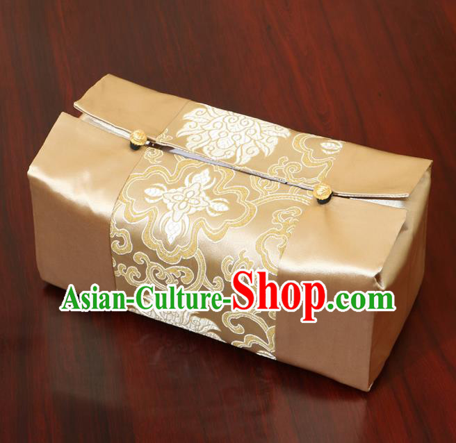 Chinese Traditional Household Accessories Classical Chrysanthemum Pattern Golden Brocade Paper Box Storage Box Cove