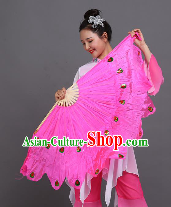 Chinese Traditional Folk Dance Props Classical Dance Fans Rosy Silk Fans