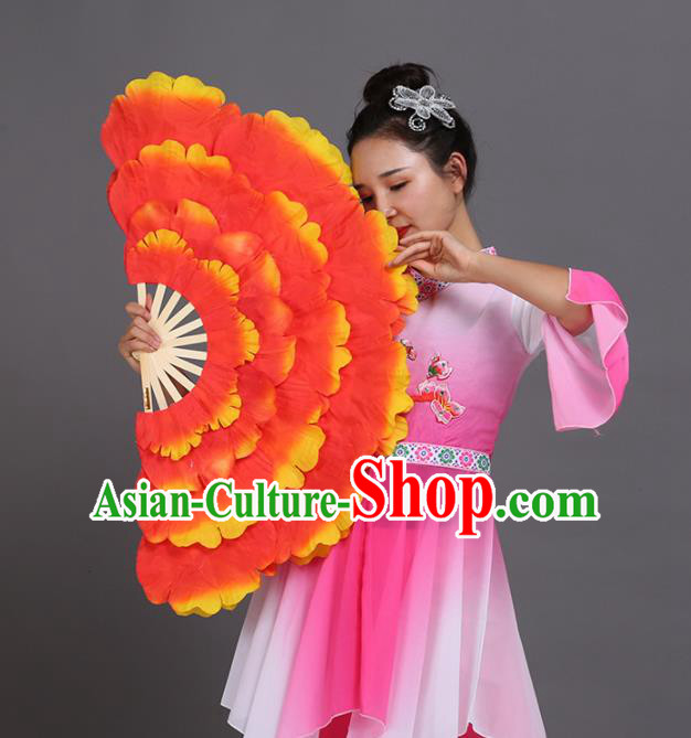 Chinese Traditional Folk Dance Props Classical Dance Fans Red Peony Fans