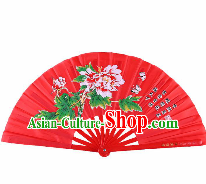 Chinese Traditional Folk Dance Props Classical Dance Fans Red Folding Fans