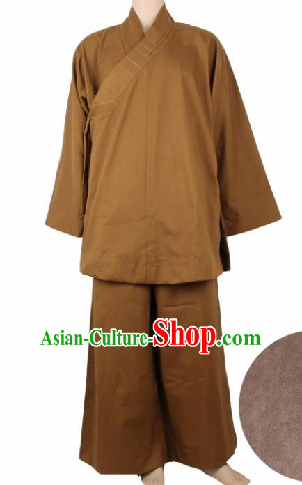 Chinese Traditional Buddhist Monk Clothing Buddhism Monks Brown Costumes for Men