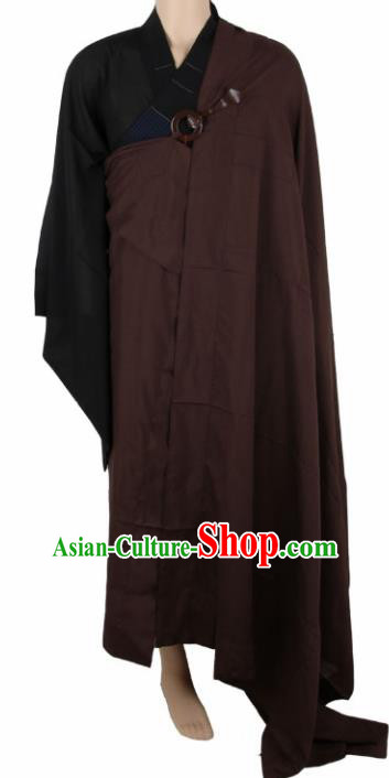 Chinese Traditional Buddhist Monk Brown Costumes Buddhism Monks Cassock for Men
