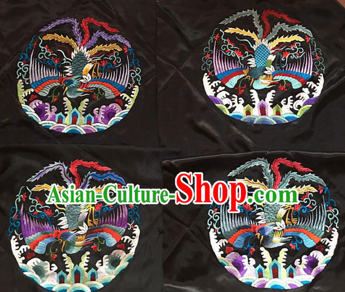 Chinese Traditional Embroidery Craft Embroidered Phoenix Patches Handmade Embroidering Accessories