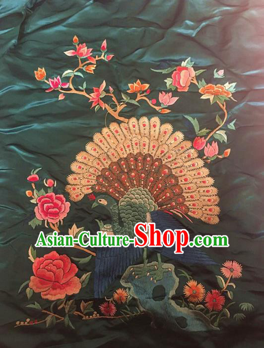 Chinese Traditional Embroidery Craft Embroidered Peacock Peony Patches Handmade Embroidering Accessories