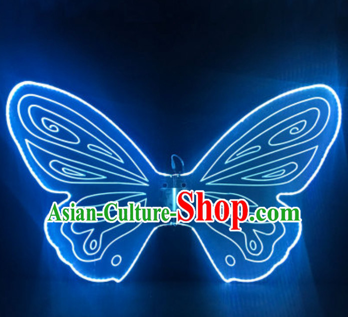 Top LED Lights Luminous Big Wings Butterfly Dance Costumes Dancing Costume Complete Set