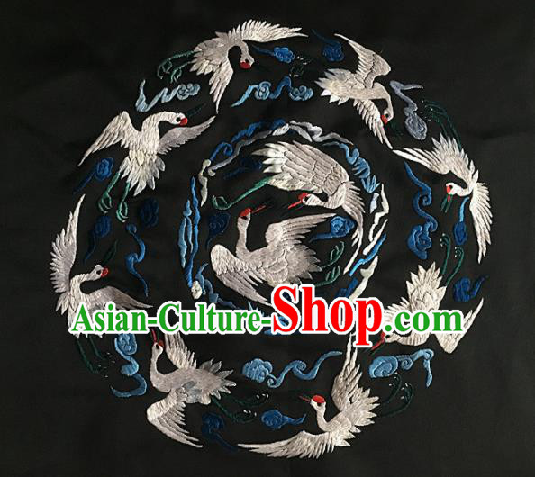 Chinese Traditional Embroidery Craft Embroidered Cranes Silk Patches Handmade Embroidering Accessories